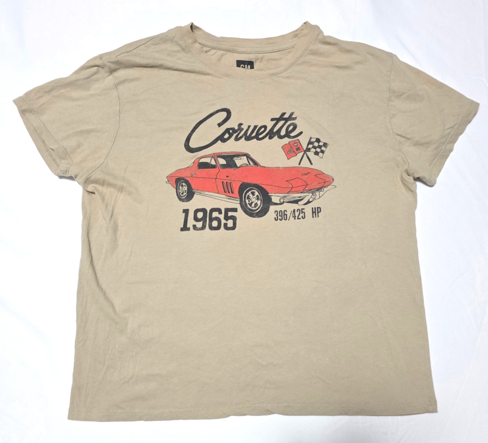 Official GM Licensed 1965 Corvette 396/425 HP Graphic T-Shirt - Sz Large Beige